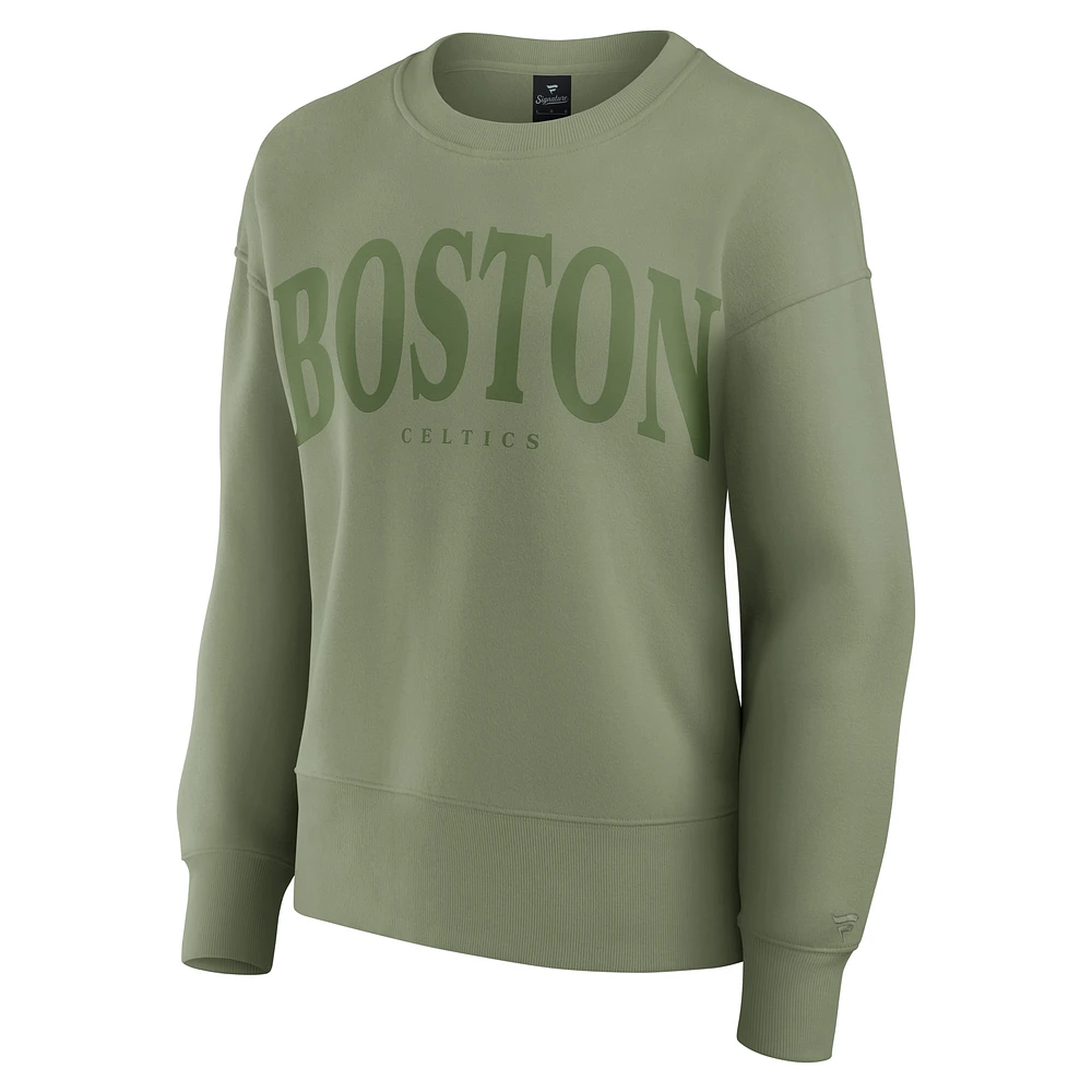 Women's Fanatics Olive Boston Celtics Elements Flow Pullover Sweatshirt