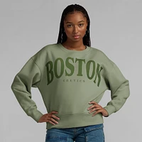 Women's Fanatics Olive Boston Celtics Elements Flow Pullover Sweatshirt
