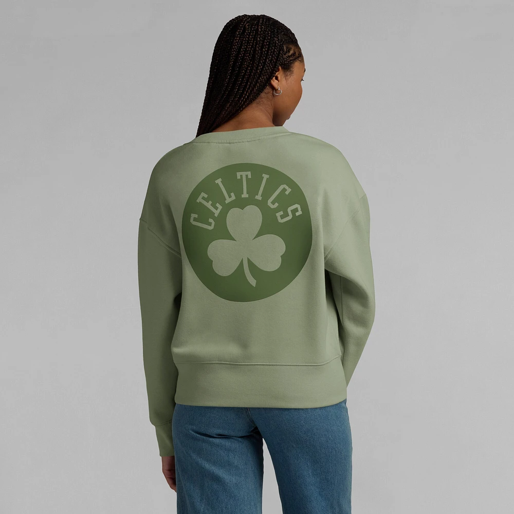 Women's Fanatics Olive Boston Celtics Elements Flow Pullover Sweatshirt