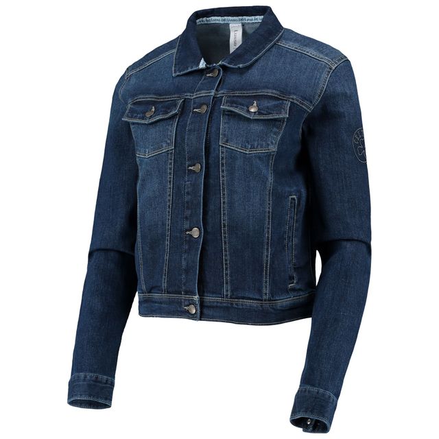 V118957 CELTS BLEU FEMME LUSSO GEORGIE SWAROVSKI VESTE EN DENIM STRETCH CRISTAL JACLAD