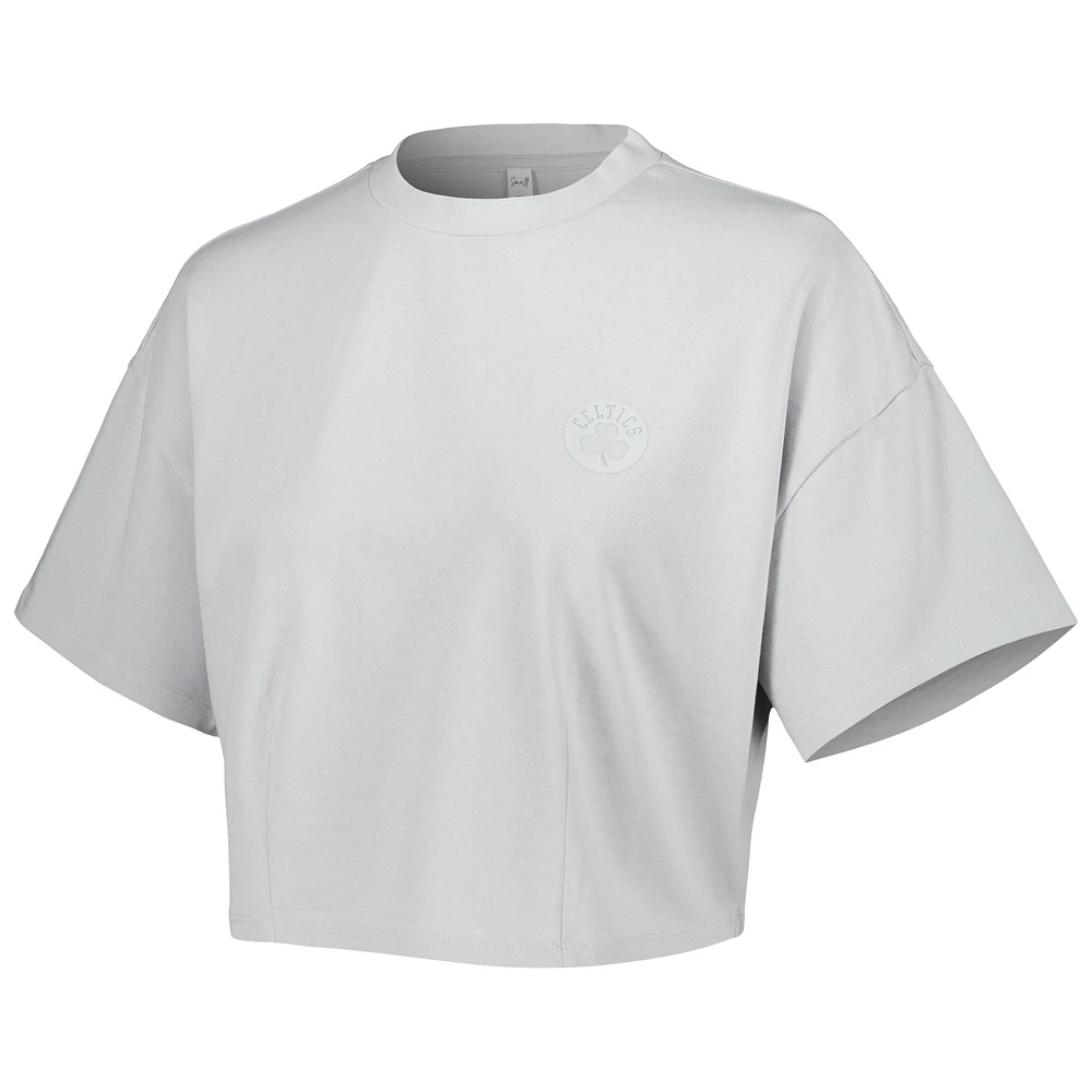 T-shirt court ton sur délavé Nola Boston Celtics gris Lusso pour femme