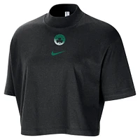 T-shirt court ample à col montant Nike Boston Celtics Courtside pour femme, noir