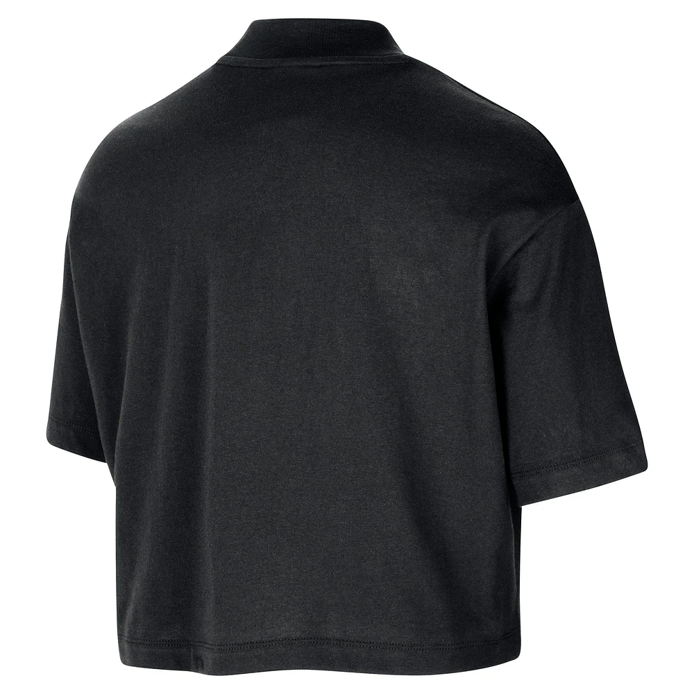 T-shirt court ample à col montant Nike Boston Celtics Courtside pour femme, noir