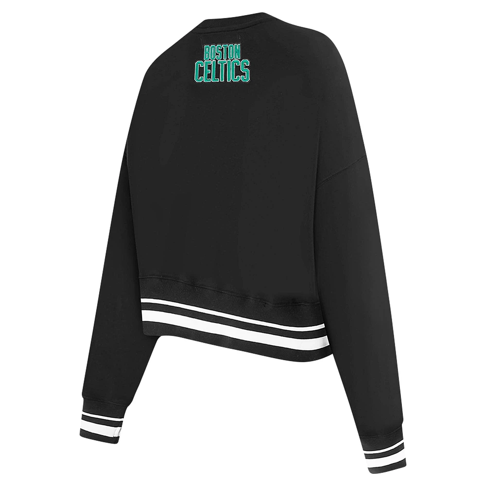 Sweat-shirt court Pro Standard noir pour femme avec code régional des Boston Celtics