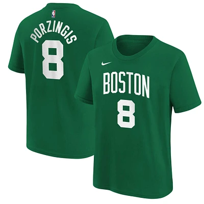 T-shirt avec nom et numéro d'icône Nike Kristaps Porzingis Kelly Green Boston Celtics pour jeunes