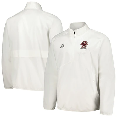 Veste adidas blanche Boston College Eagles Sideline AEROREADY Raglan Quarter-Zip pour hommes