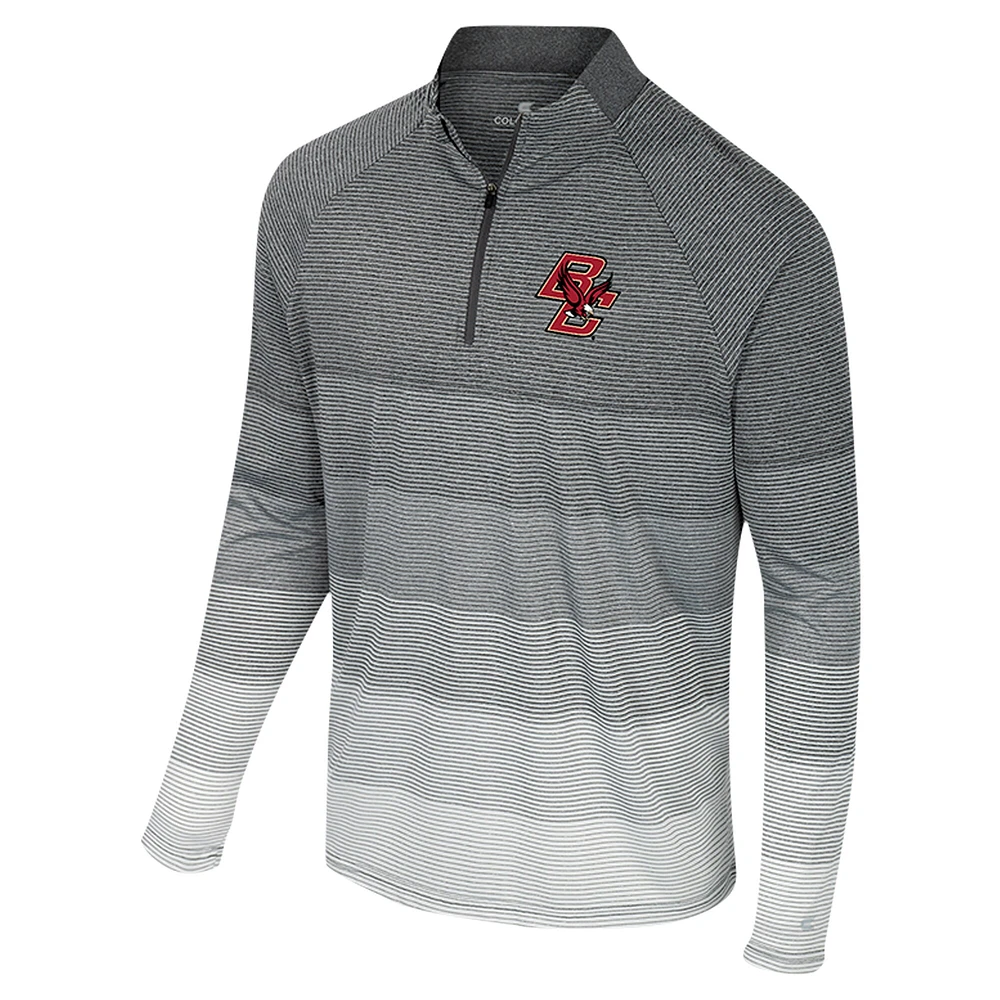 Men's Colosseum  Gray Boston College Eagles AI Striped Mesh Quarter-Zip Raglan Windshirt