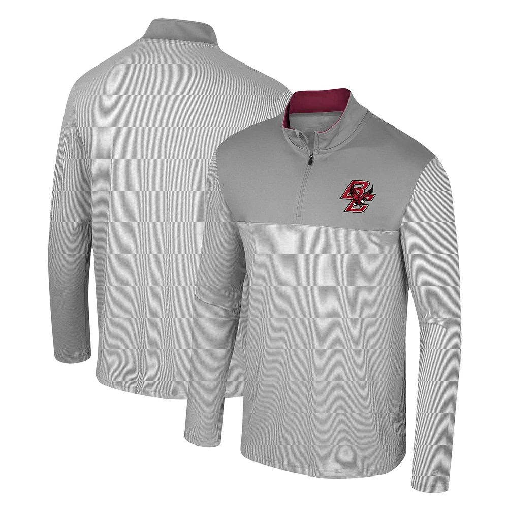 Men's Colosseum Gray Boston College Eagles Tuck Quarter-Zip Top