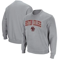 Men's Colosseum Heathered Gray Boston College Eagles Arch & Logo Tackle Twill Pullover Sweatshirt