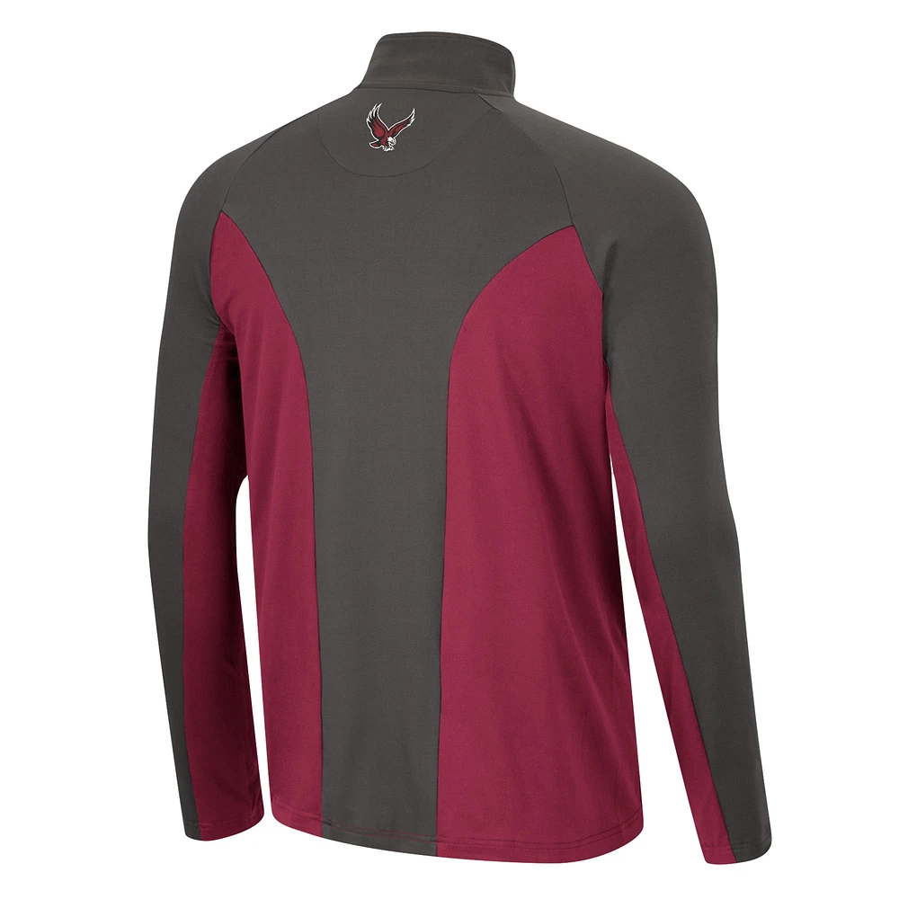 Men's Colosseum Maroon/Charcoal Boston College Eagles Two Yutes Raglan Quarter-Zip Windshirt
