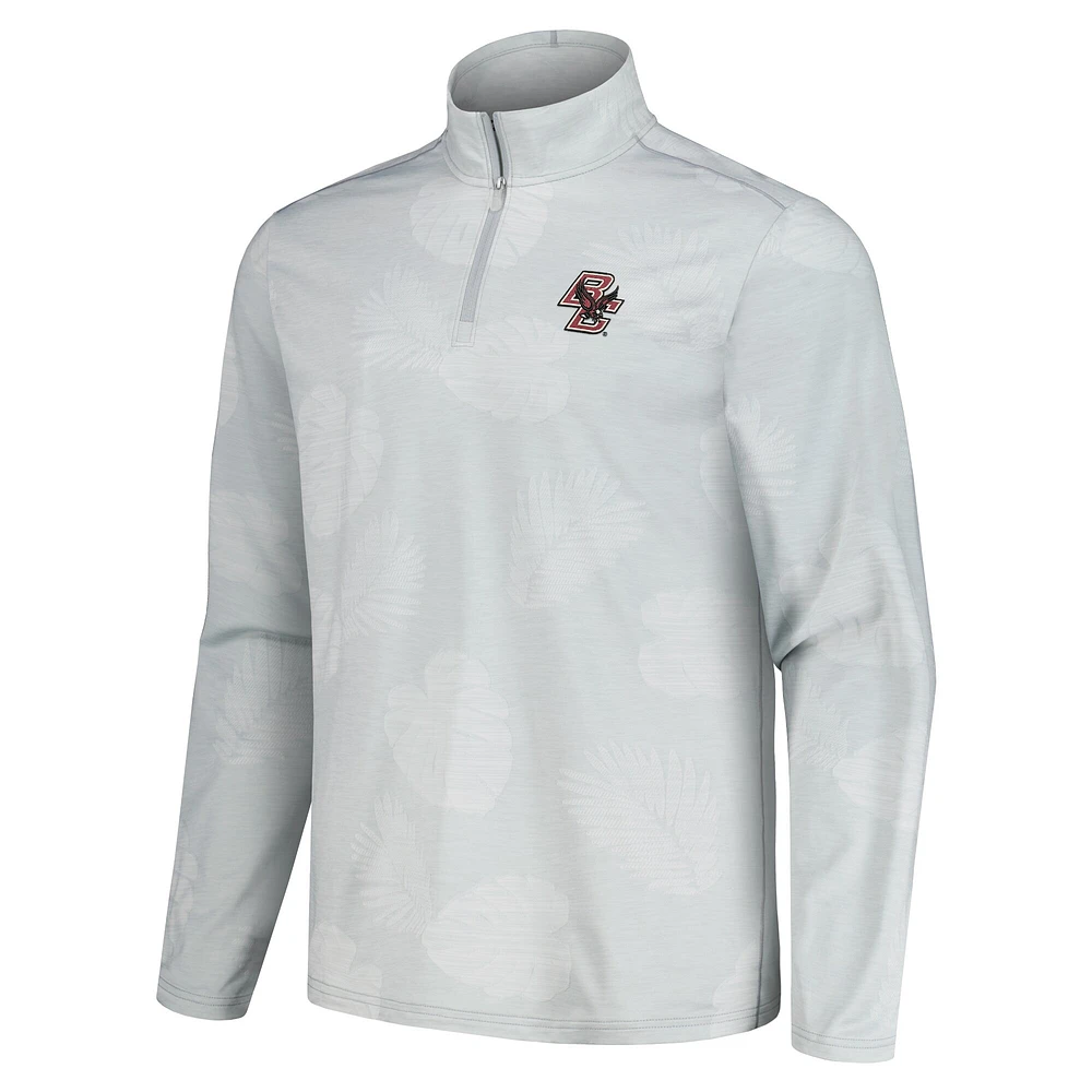 Men's Tommy Bahama Gray Boston College Eagles Delray Frond IslandZone Half-Zip Jacket