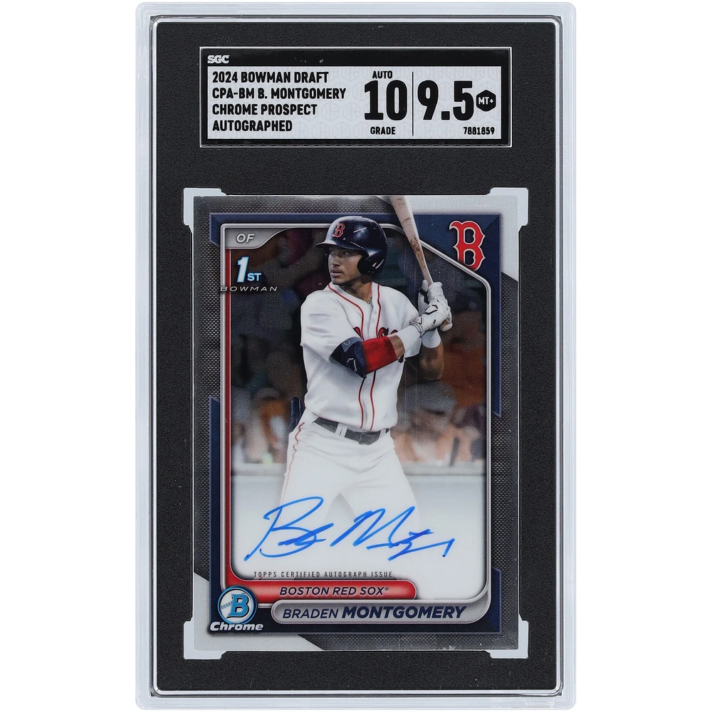 Braden Montgomery Boston Red Sox autographié 2024 Bowman Draft Chrome Prospect Autograph #CPA-BM SGC Authentifié 9.5/10 Carte