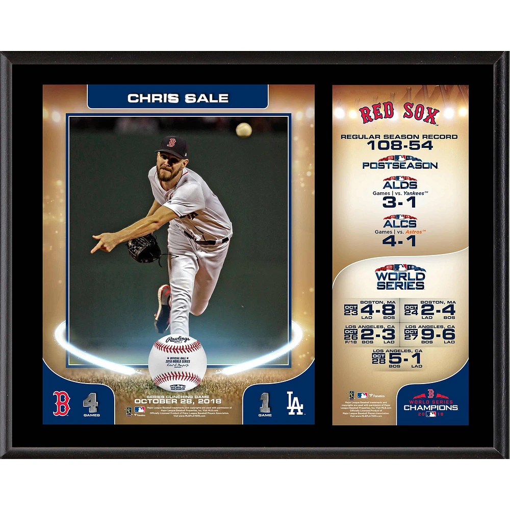 Chris Sale Boston Red Sox 2018 MLB World Series Champions 12" x 15" Sublimated Plaque
