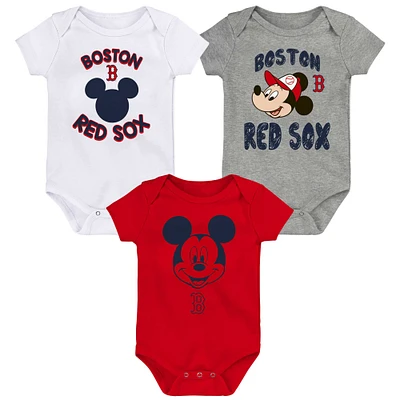 Ensemble de trois bodys l'équipe gagnante des Red Sox Boston pour bébé