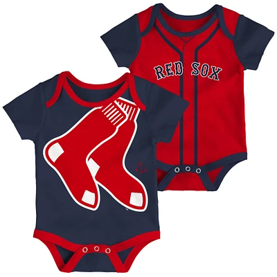 Ensemble de 2 bodys doubles Boston Red Sox pour bébé, bleu marine/rouge