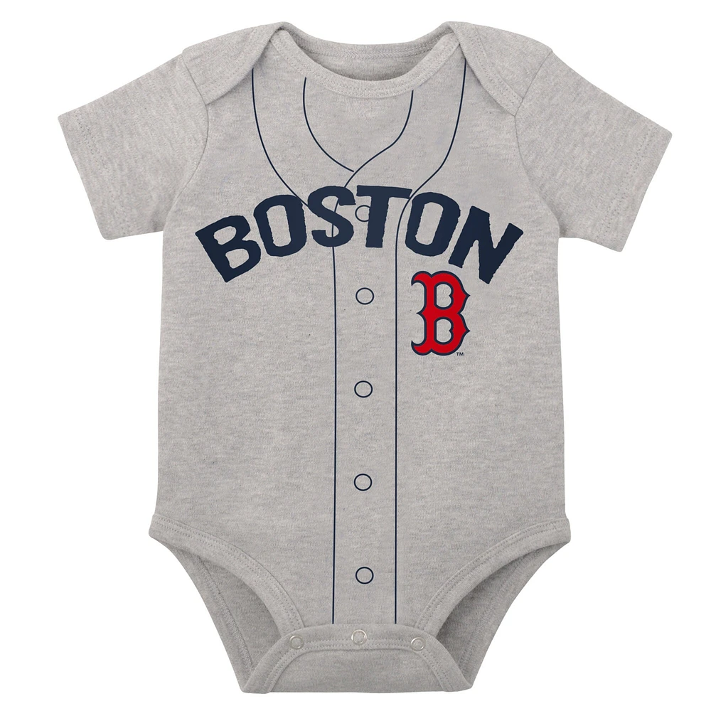 Infant White/Heather Gray Boston Red Sox Two-Pack Little Slugger Bodysuit Set