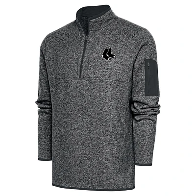 Men's Antigua Graphite Boston Red Sox Metallic Big & Tall Quarter-Zip Jacket