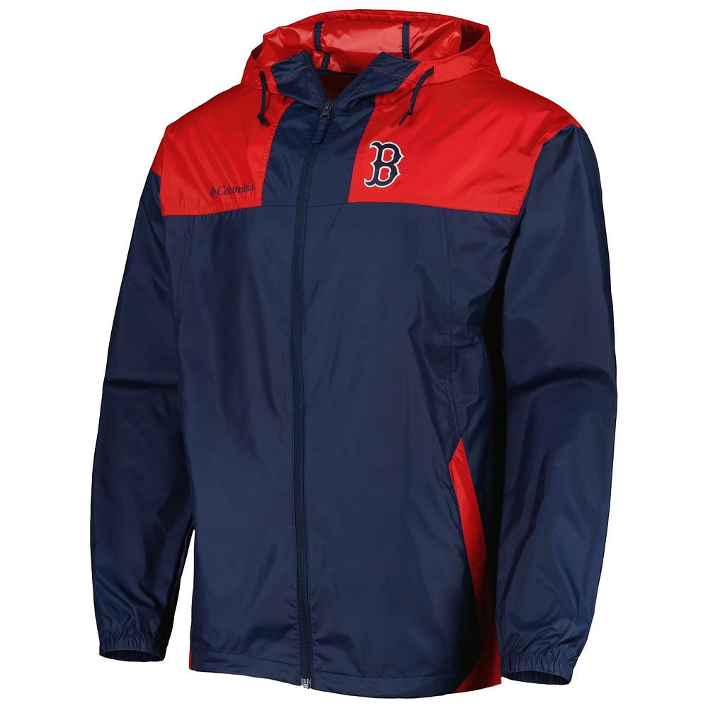 Men's Columbia Navy/Red Boston Red Sox Omni-Shade Flash Forward Challenger Full-Zip Windbreaker Jacket