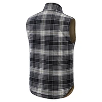 Men's Darius Rucker Collection by Fanatics Tan/Charcoal Boston Red Sox Reversible Canvas & Plaid Patch Full-Zip Vest