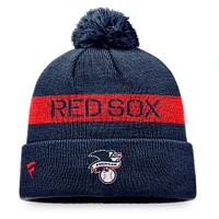 Men's Fanatics Navy/Red Boston Red Sox League Logo Cuffed Knit Hat with Pom