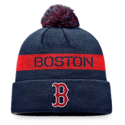 Men's Fanatics Navy/Red Boston Red Sox League Logo Cuffed Knit Hat with Pom