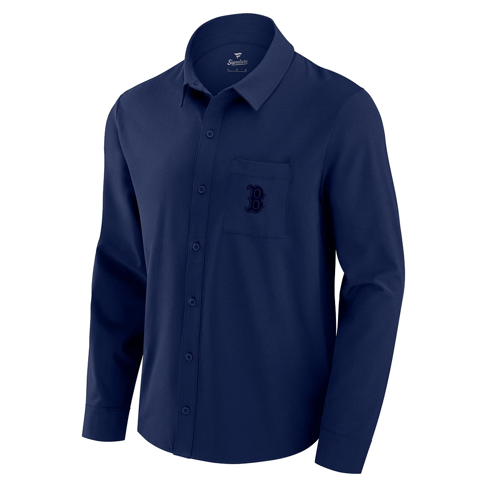 Men's Fanatics Navy Boston Red Sox Front Office Long Sleeve Button-Up Shirt