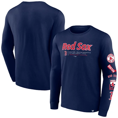 T-shirt à manches longues Fanatics pour hommes, bleu marine, Boston Red Sox Strike the Goal