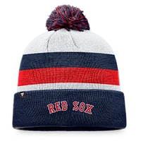 Men's Fanatics Navy Boston Red Sox Stripe Cuffed Knit Hat with Pom