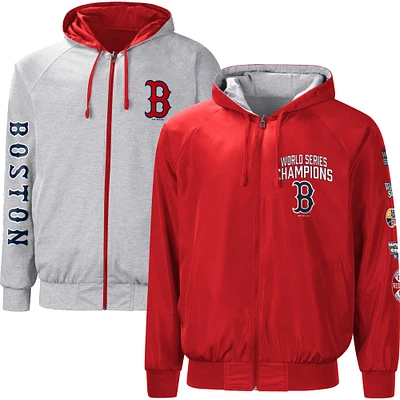 Men's G-III Sports by Carl Banks Red/Gray Boston Red Sox Southpaw Reversible Full-Zip Raglan Hoodie - Jacket