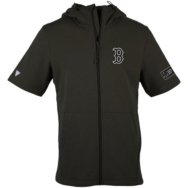 Levelwear pour hommes Black Boston Red Sox Blackout Recruit Full-Zip à manches courtes - Sweat capuche