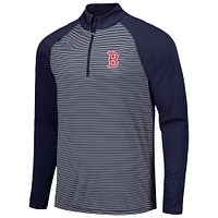Men's Levelwear Navy Boston Red Sox Charter Striped Raglan Quarter-Zip Top