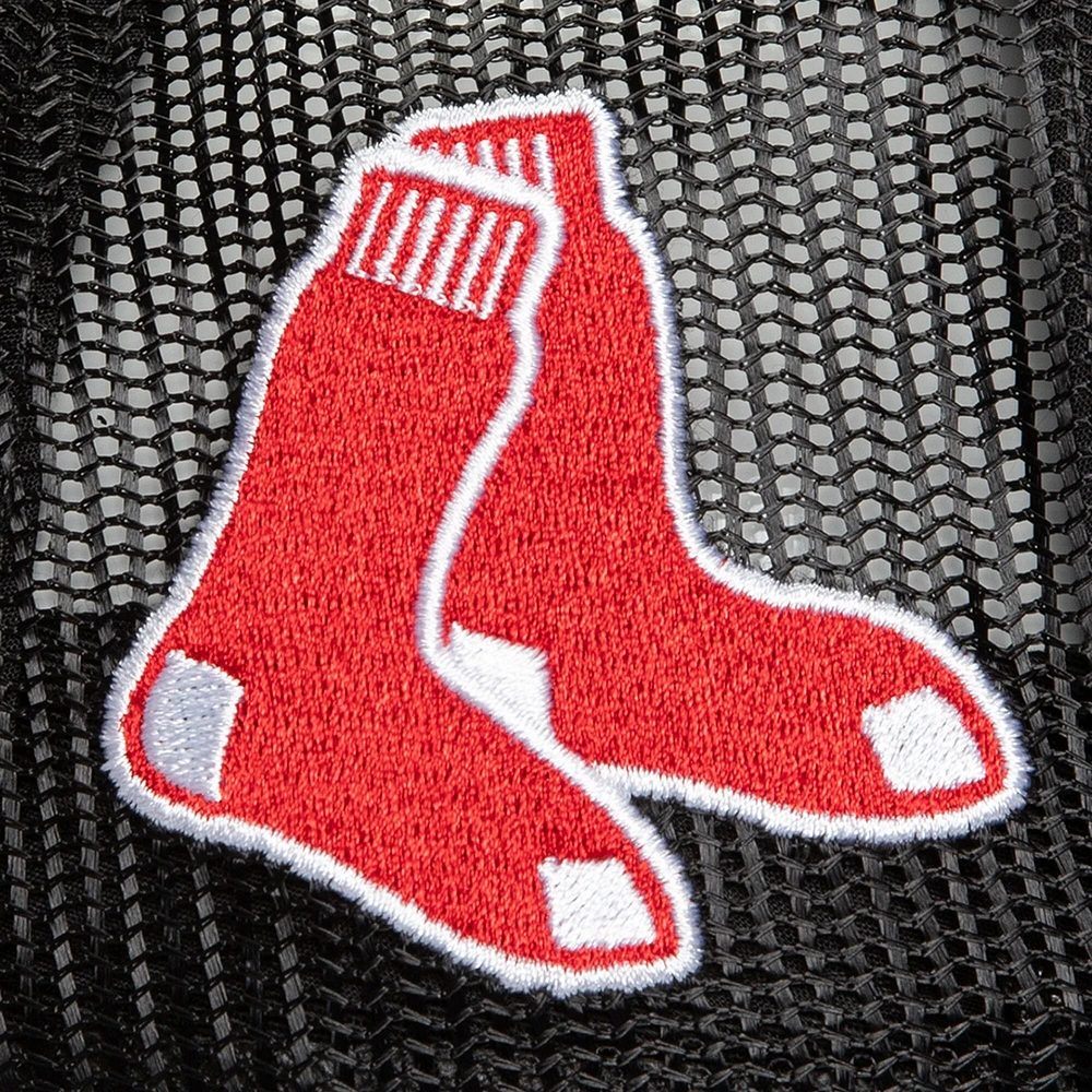 Men's Mitchell & Ness Black Boston Red Sox Script Trucker Adjustable Hat