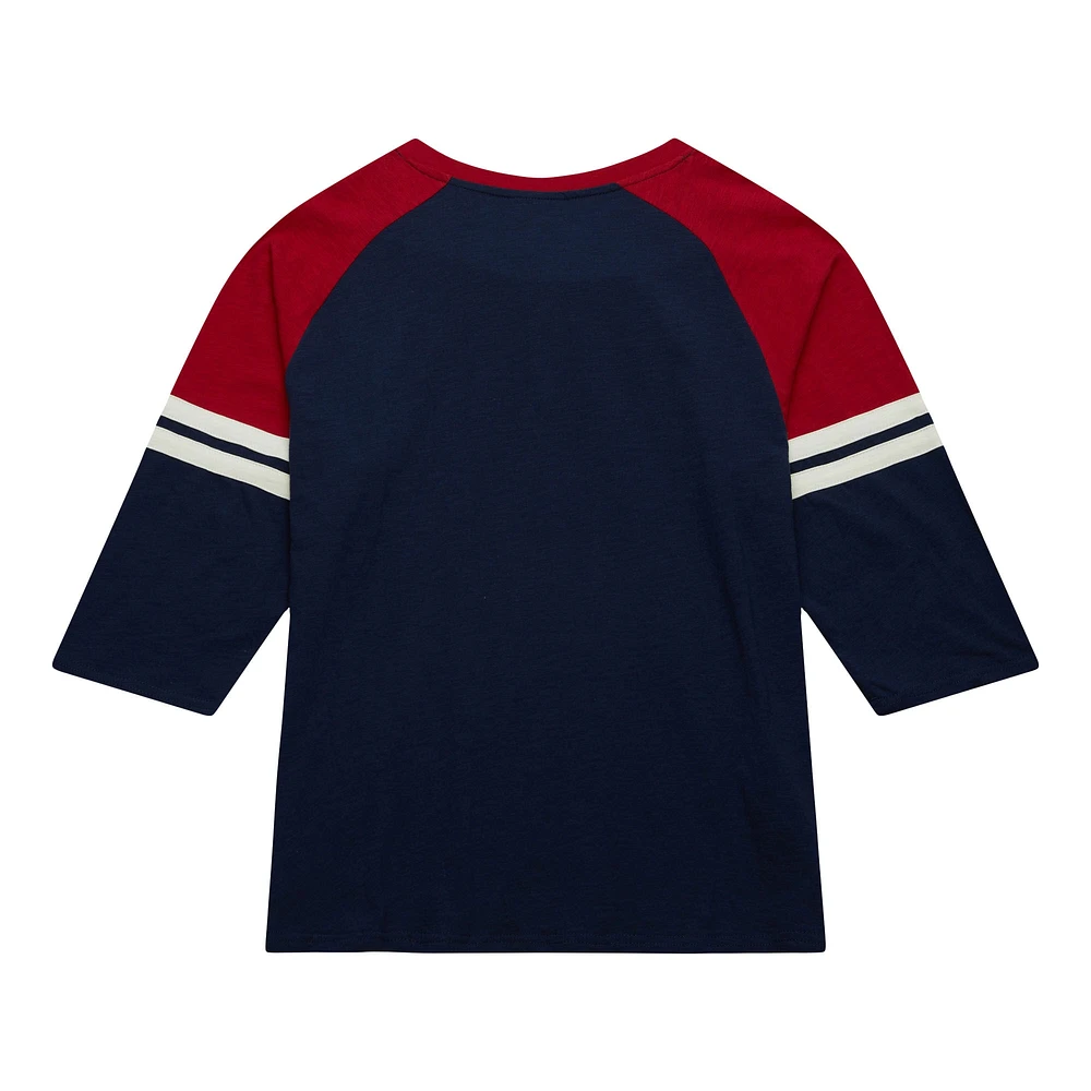 Men's Mitchell & Ness Navy Boston Red Sox Cooperstown Collection Legendary Raglan Slub Henley 3/4-Sleeve T-Shirt