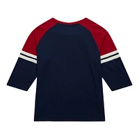 Men's Mitchell & Ness Navy Boston Red Sox Cooperstown Collection Legendary Raglan Slub Henley 3/4-Sleeve T-Shirt