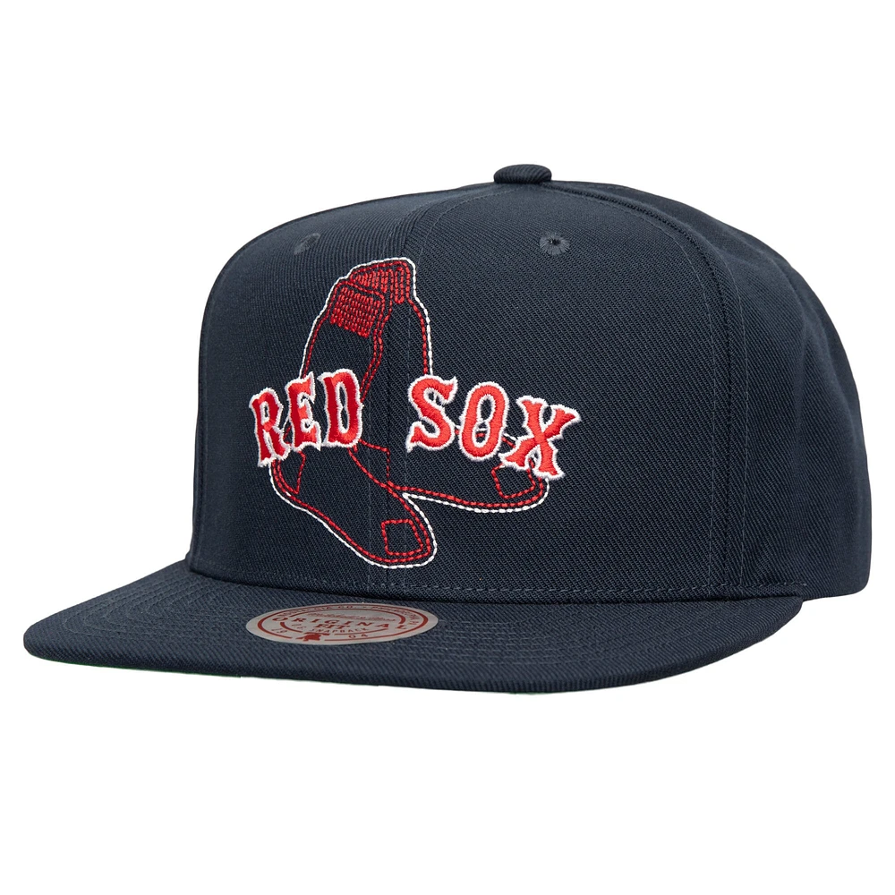 Casquette à visière double snapback Boston Red Sox bleu marine Mitchell & Ness pour homme