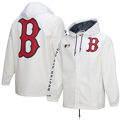 Veste d'entraîneur à capuche vintage Mitchell & Ness blanche des Boston Red Sox pour homme
