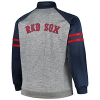 Men's Navy/Heather Gray Boston Red Sox Big & Tall Raglan Full-Zip Track Jacket