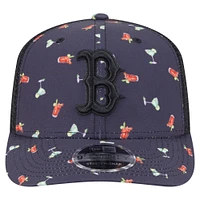 Men's New Era Black Boston Red Sox Adventure Drinks Pattern 9SEVENTY Stretch-Snap Hat