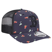 Men's New Era Black Boston Red Sox Adventure Drinks Pattern 9SEVENTY Stretch-Snap Hat