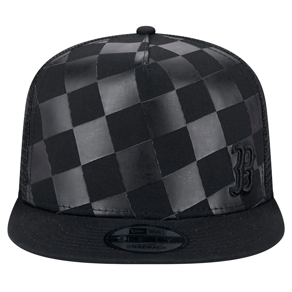 Men's New Era Black Boston Red Sox Score Check 9FIFTY A-Frame Trucker Snapback Hat