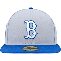 Men's New Era Gray/Blue Boston Red Sox Side Patch 59FIFTY Fitted Hat