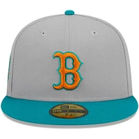 Men's New Era Gray/Teal Boston Red Sox  59FIFTY Fitted Hat
