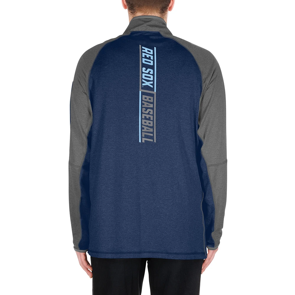Men's New Era Navy Boston Red Sox Father's Day Raglan Quarter-Zip Top