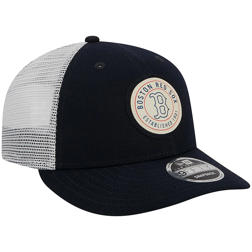 Men's New Era Navy Boston Red Sox LP Circle Trucker 9FIFTY Adjustable Hat