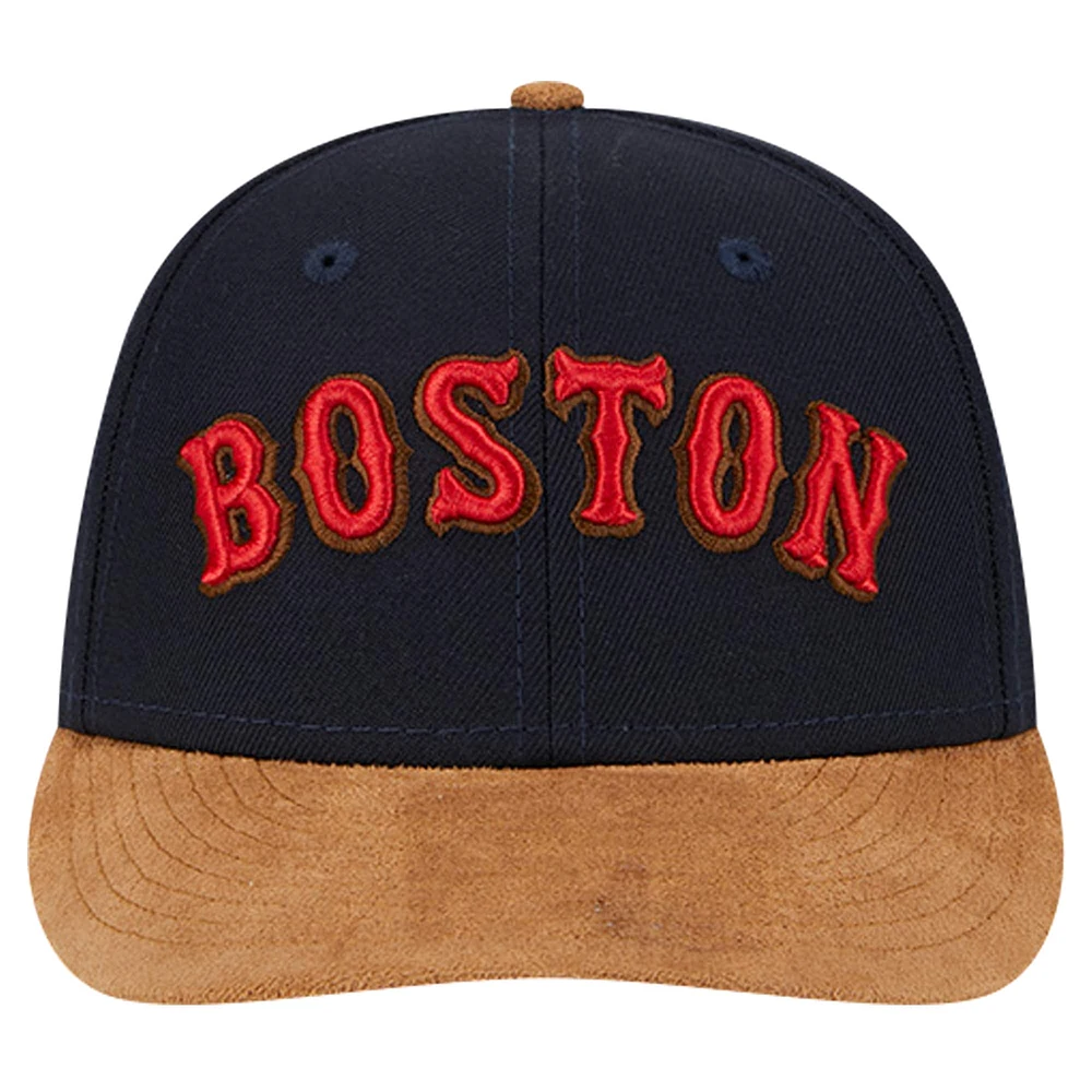 Men's New Era Navy Boston Red Sox Team Suede Visor Low Profile 59FIFTY Fitted Hat