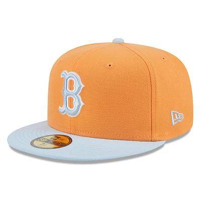 Casquette ajustée bicolore basique 59FIFTY Spring Color New Era orange/bleu clair des Red Sox de Boston pour hommes