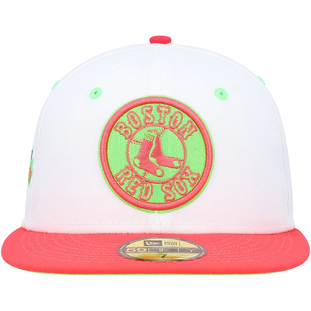 Casquette ajustée New Era Boston Red Sox Fenway Park 100th Anniversary Strawberry Lolli 59FIFTY pour homme, blanc/corail