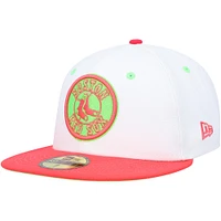Casquette ajustée New Era Boston Red Sox Fenway Park 100th Anniversary Strawberry Lolli 59FIFTY pour homme, blanc/corail