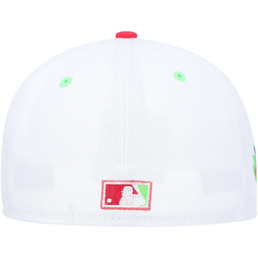 Casquette ajustée New Era Boston Red Sox Fenway Park 100th Anniversary Strawberry Lolli 59FIFTY pour homme, blanc/corail