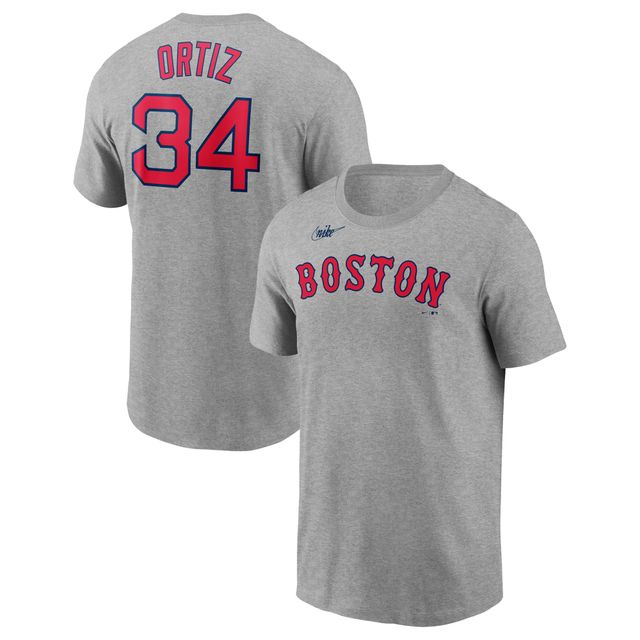 T-shirt Nike David Ortiz pour homme, gris chiné, nom et numéro des Red Sox de Boston